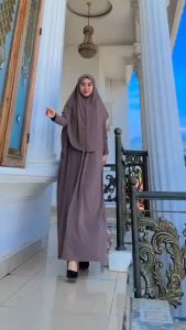 Dress Jersey Gamis Jilbab Premium Bahan Adem Nyaman Di Pakai