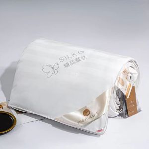 60s Satin Jacquard 100% Silk Handmade Quilt Twin Queen Size Comforter Thin Summer Blanket Single And Double Bed Duvet