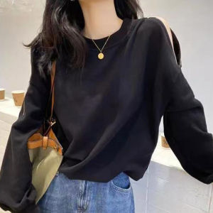 Shoulder Bared Long Sleeve Loose Fit Hoodie Womens Autumn Thin round Neck Versatile Top Coat Zipper Design Korean Style