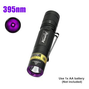 Alonefire | 365nm/395nm Mini Pen UV Led Flashlight Nail Light Torch Pet Urine Tinea Money Porcelain Jade Scorpion Check Lamp Use Dry Battery