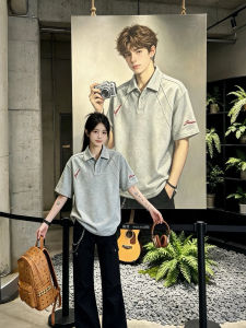 LIUBU | American Embroidery Stylish Splicing Polo Shirt Short Sleeve Mens