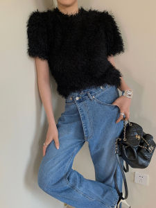 หัวเข็มขัดเอียงแบบปรับได้ Molin กางเกงยีนส์ ลำลอง หลวม ขาตรง กางเกง สูง เอว เดนิม สําหรับทุกฤดูกาล ผู้หญิง แฟชั่นระดับพรีเมียม