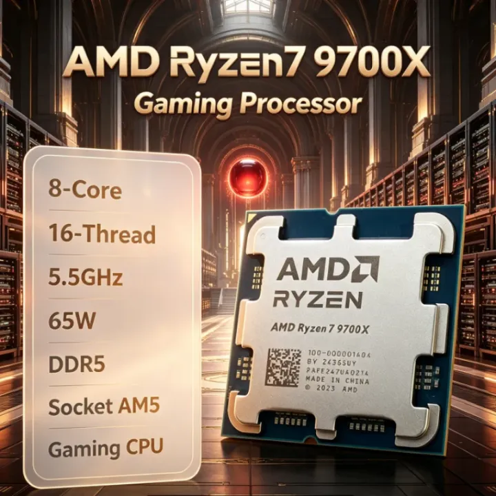 AMD | AMD Ryzen 7 9700X 8-Core 16-Thread 4NM L3=32M 3.8GHz 65W Up to 5.5GHz DDR5 Socket AM5 PCIe 5.0 CPU for Desktop PC