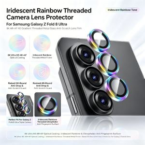 Ultra Thin 3D Alloy Metal Camera Lens Ring For Samsung Galaxy Z Fold 8 Ultra 7 6 5 Anti-Glare Lens Screen Protective Ring Cover