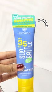 BIRU EMINA SUN BATTLE SPF 35 PA+++ ACNE CLEAR CICA + ALLANTOIN AIRY ACNE SOOTHING 50 ML SUNSCREEN PELEMBAB DAN PELINDUNG KULIT