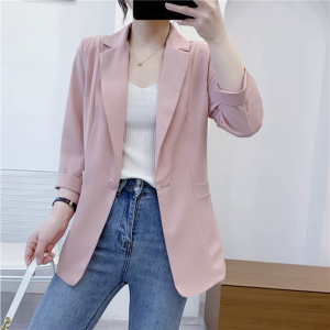 Spring Summer Ice Silk Thin Suit Jacket Womens New Design Small Audience Seven Sleeve Sunscreen Small Western Clothes