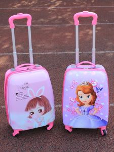 กระเป๋าเดินทางแบบมีล้อสำหรับเด็กนักเรียนประถมชายและหญิง 18 นิ้ว ดีไซน์การ์ตูนเจ้าหญิงน่ารัก กระเป๋าเดินทางขนาดเล็กสำหรับเดินทาง