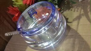 Hũ đựng gia vị có muỗng và nắp đậy nhựa Acrylic màu dương / hồng / xanh lá  HU 20: Ø 9.0 x 8.6 cm - 270 ml