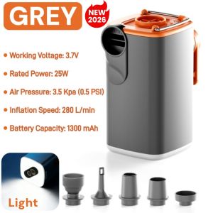 Portable Air Pump with LED Light 1300mAh USB Rechargeable to Inflate Deflate for Pool Floats Air Bed Vacuum Storage Bags
