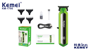Kemei KM-1790+KM-1789 Electric Hair Clipper Set USB Rechargeable Professional Barber Razor LCD Display