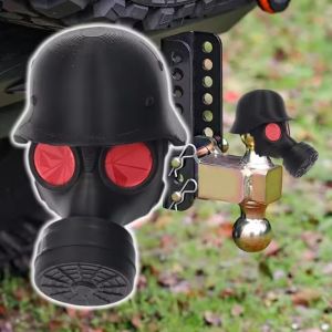 Trailer Coupler Cover Steel Helmet Gas Mask Shape 3D Printed Trailer Hitch Ball Cover Prevent Towing Receiver Tube From Rusting