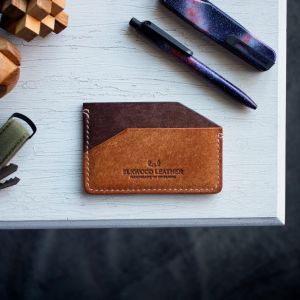 Tempat Kartu Kulit Minimalis Buatan Tangan - The Aspen - Dompet Kulit Indonesia Gandum Penuh - Buatan Tangan di Inggris - Dompet Pemegang Kartu Sederhana