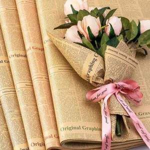 50*70CM Flower Packaging Material Retro Kraft Paper English Newspaper Bouquet Gift Wrapping Paper 10 Sheets/Pack