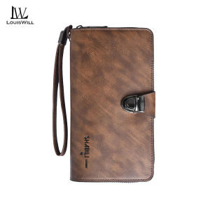 LouisWill Mens Long Wallet Multi-Functional Large Capacity Handbag Zipper Wallet Retro Soft PU Business Purse Multi-Card Position ID Credit Cards Holders Coin Pouch