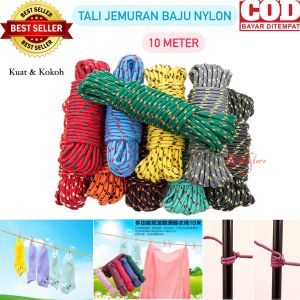 ( BISA COD ) PROMO TALI JEMURAN ANTI SLIP 10 METER / TALI TAMBANG 10 METER / TALI JEMURAN BAJU KUAT / TALI JEMURAN NILON / TALI JEMURAN WARNA