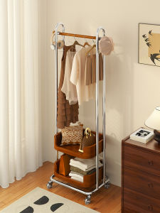 Moveable Wooden & Stainless Steel Clothing Rack
