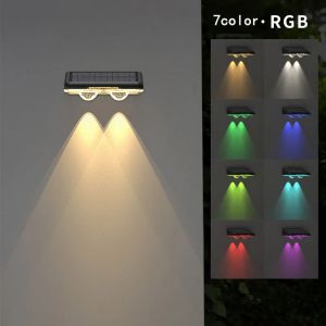 Solar Wall Lights Outdoor LED Fence Light RGB Solar Garden Wall Lights IP65 Waterproof for Courtyard Decoration Light