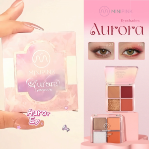 MINIPINK New Shimmer Aurora Eyeshadow Palette 4 Shades High Pigmented Matte Glitter Eye Makeup MP047