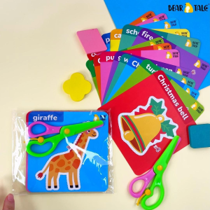 BEAR TALE Childrens Early Education Cutting Book Cognitive Paper-Cutting Cards for Kids