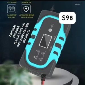 S98 ORIGINAL CHARGER SEMUA JENIS AKI BATTERY 110V 240V MAX 20A OTOMATIS POWER ADAPTOR CHAS CASAN