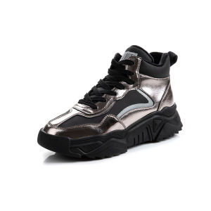 CCVV Womens High Top Shoes Spring Autumn New Korean Style Versatile Breathable Casual Sports Thick Bottom Student Flats