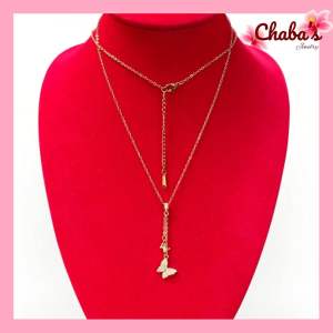 Sผีเสื้อ 2ตัว สร้อยสแตนเลส สร้อยคอพร้อมจี้ผีเสื้อ2ตัว เครื่องประดับ แฟชั่น พร้อมส่ง เก็บเงินปลายทาง