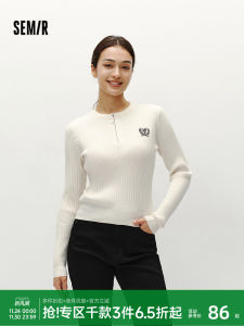 Áo Len Dệt Kim Semir Dành Cho Nữ Mùa Đông Ngắn Cổ Chữ V Thêu Ôm Vừa Vặn Giản Dị Thường Ngày Giúp Thon Gọn