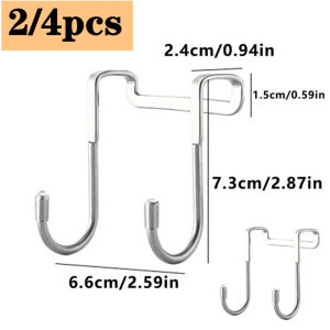Stainless Steel S-Shape Hook Punch Free Door Back Type Hanging Hooks Cabinet Door Storage Coat Towel Handbag Key Hanger Holder