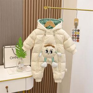 Thickened 90 down Baby Boy Girl Overall down Jacket Winter Outdoor Clothes Set for Crawling And Playing Female Model