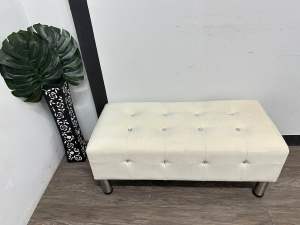 VC SILVER LEG BENCH CHAIR 3F VELVET POCKET LONG STOOL OTTOMAN SOFA