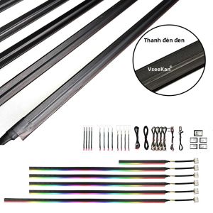 Đèn Khí Quyển Ô Tô 18in1 Thanh Đèn Đen 64 Màu Thanh Dẫn Sáng Acrylic Đèn Trang Trí Nội Thất Xe Hơi