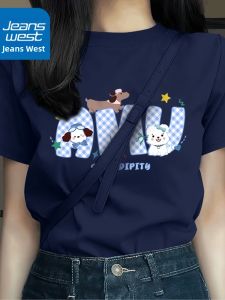 Jeanswest | Summer Navy Designer Exclusive Large Size T-Shirt