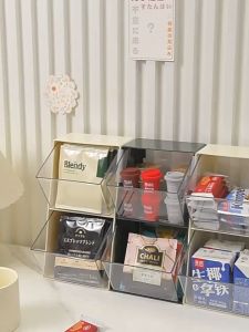 Tea Bag Coffee and Candy Storage Box in White and Green Milo and Sugar Sachet Organiser