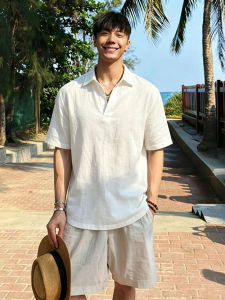 CHENMU | Old Money Style Linen Ice Silk Cool Feeling Comfortable Breathable Mens Polo Shirt