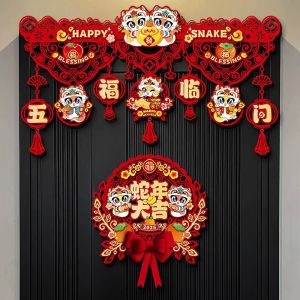 RESIGH FASHION Snake-themed Lunar Year Decor Chinese Character Non-woven  Year Decor Festive Hanging Tassels Lucky Pendant For Spring Festival Traditional Vietnam