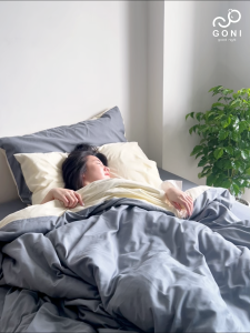 Bộ chăn mền ga gối GONI CHILL màu Xám Sữa - Ga drap giường bo chun cao 4-25cm kích thước 1m 1m2 1m4 1m6 1m8 2m2