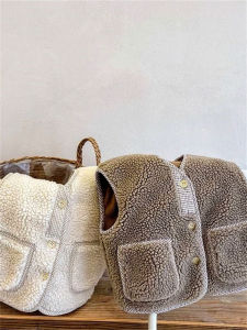 2023 Spring & Fall New Arrival Kids K-style Childrens Clothing Cashmere Boys and Girls Outwear Loose Velvet Thickened Vest Fashion