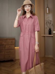 Summer Casual Shirt Dress plus Size Slimming Mom Clothes Guangzhou Thirteenth Factory Womens Fashion New Arrival 2025