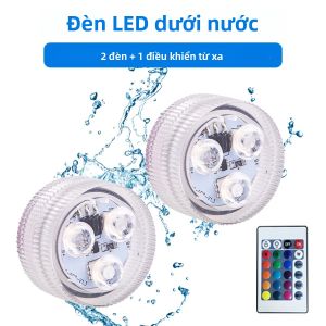 Đèn LED RGB Tạo Không Khí Với Điều Khiển Từ Xa 16 Màu Đèn Lặn Được Dùng Cho Cốc Chai Bể Bơi Bể Cá Bình Hoa Trang Trí Tiệc Tùng