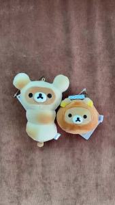 Bandai | Rilakkuma Roasted Dumplings Series Plush Figure Phiên Bản Giới Hạn Hình Trái Tim Của Cô Gái Trang Trí Túi Xách Mặt Dây Chuyền Sưu Tầm Dành Cho Người Hâm Mộ Anime