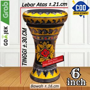 Dumbuk Atau Darbuka Kayu Mini 6 inch Hitam Gold  Power beat Hitam
