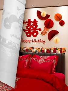 Chinese Wedding Double Xi Sticker Non-woven Large Photo Props 结婚喜字 中式婚礼大喜字 Hiasan Perkahwinan Wedding Room Decoration