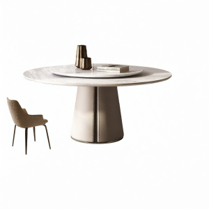 Natural Marble Dining Table with Lazy Susan