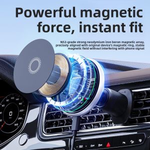 RQZN | Magnetic Wireless Charger for Apple MagSafe Phone with Car Mount and Vent Mount