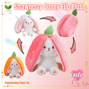 Cute Strawberry Rabbit Reversible Plush Toy 2 in1 Bunny Flip Plushie Ideal Christmas Birthday Gift For Kids