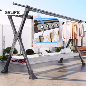 GSlife Hanger Stand Foldable Sampayan Stainless Clothes Rack - Sturdy and Space-Saving Laundry Drying Rack for Indoor and Outdoor Use