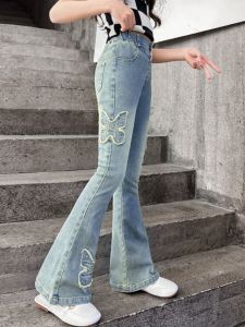 Quần Jeans Denim Ống Loe Thời Trang Cho Gái Thơ Mùa Xuân Thu Quần Dài Thường Ngày Cho Trẻ Em Cỡ Lớn Quần Denim Cho Gái Thơ