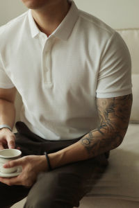 Advanced Pineapple Pattern Polo Shirt Mens American Style Slim Fit Short Sleeve Turn-down Collar Tight Sleeve T-shirt Matures