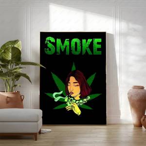 Bandai | Smoking Leaves Weed Artwork Poster Canvas Printing Abstract Painting Weed Wall Decor Home Room Drug Wall Art Prints Decoration