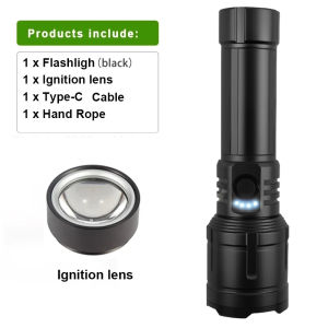 Flashlight Lighter & Power Bank ComboRechargeableZoomable Super Bright Beam5 Modes Flashlight for Outdoor Camping Emergency